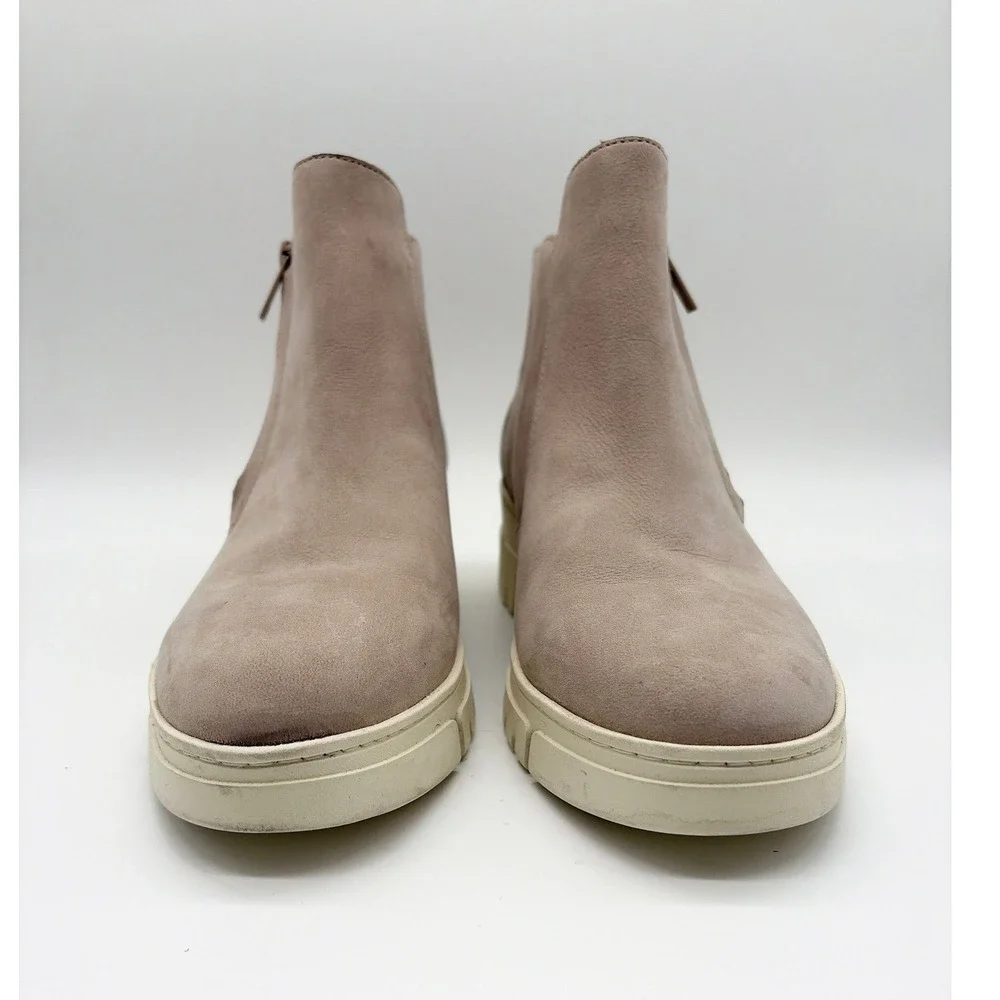 Vionic Uptown Sur Weatherproof Taupe Nubuck‎ Ankle Boots Lug Sole Womens 8.5